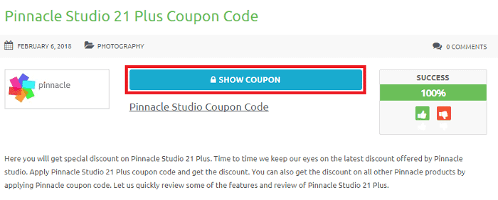 pinnacle studio 21 coupon