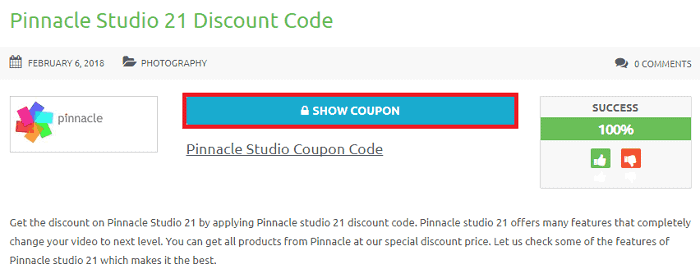 pinnacle studio 21 discount code